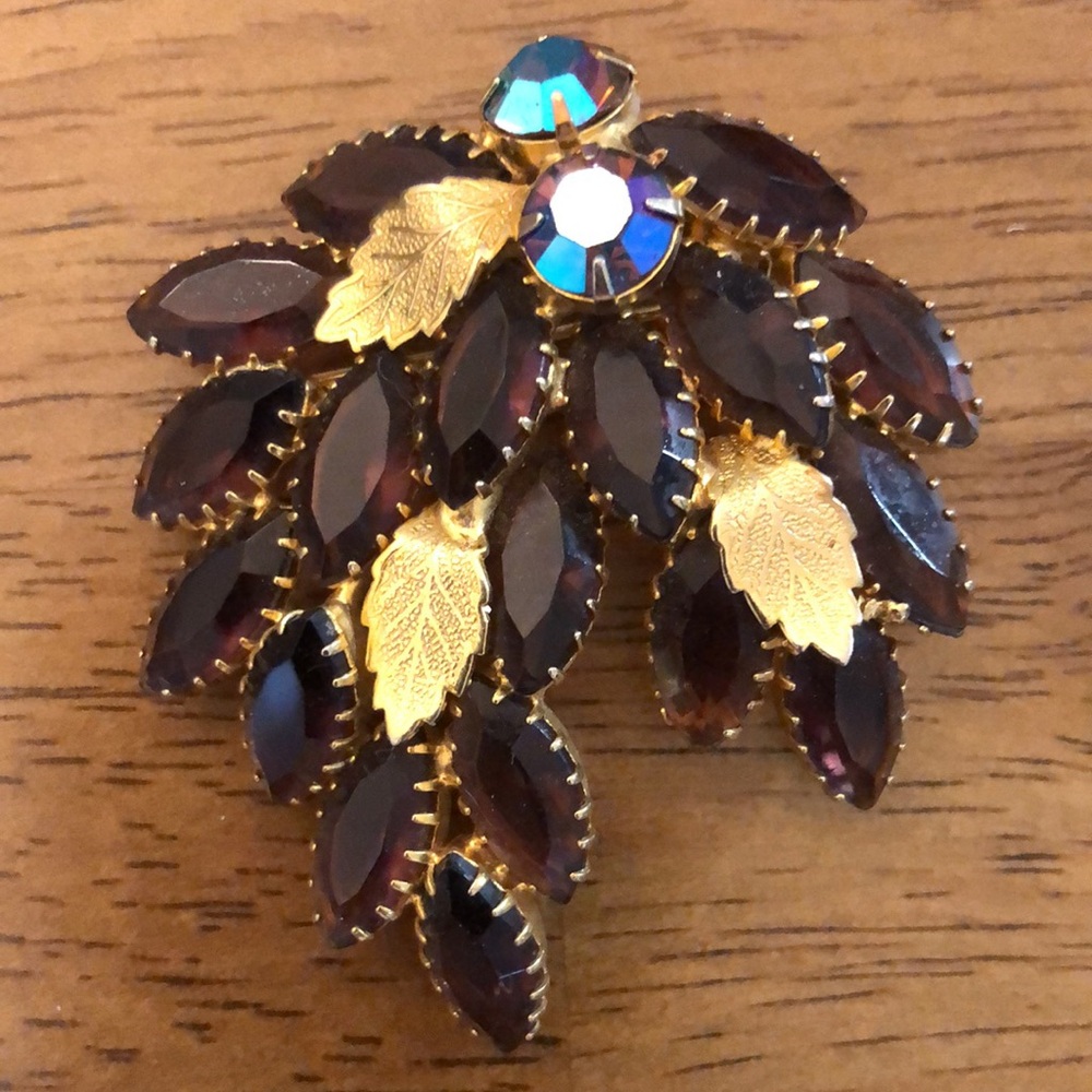 Autumn Leaves Accented Brooch